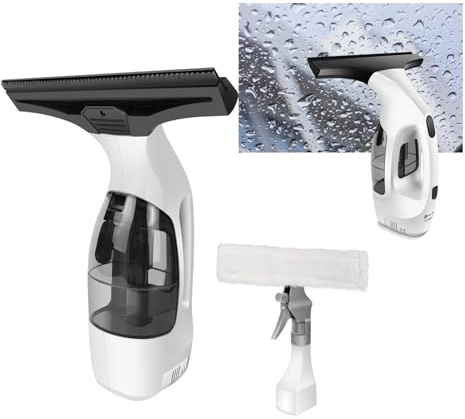 Nettoyant électrique sans fil pour vitres | Réservoir d'eau de 150 ml, grattoir en caoutchouc de 28 cm | Durée de vie de 50 minutes, IPX4 | Pour verre, miroir, carrelage, vitres de voiture