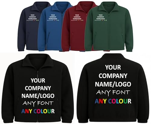 T-SHIRT DESIGN STUDIO Personalised Premium Heavyweight Full Zip Outdoor Fleece Jacket | Deisgn Your Own Custom Logo Texts Digi Stripe Fleece Jackets (UK, Alpha, L, UNISEX)