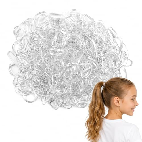 Lafefe 500pcs Small Elastic Hair Bands, Hair Bands Suitable for Women and Children With Braided Hair - Transparent