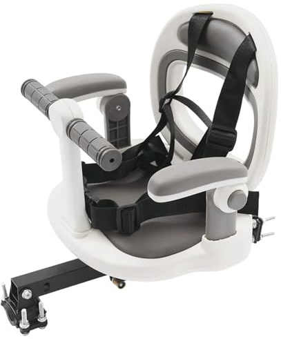 Joygoodta Silla de Bicicleta para niños, Silla giratoria de Montaje Delantero con Doble Sistema de Bloqueo y reposabrazos Ajustables; portabebés para niños de 1 a 6 años, fácil de Instalar, Blanco