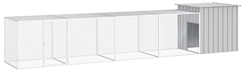 Mhdvray Gabbia per polli, 500 x 91 x 100 cm, grigio in acciaio zincato, grande recinto per polli e anatre, recinto modulare per il giardino