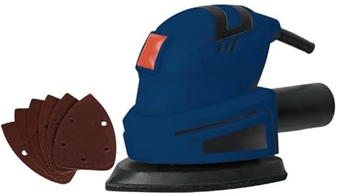 ToolTronix Heavy Duty 110w Detail Palm Corner Mouse Hand Sander Sanding Tool Free Sheet Blue