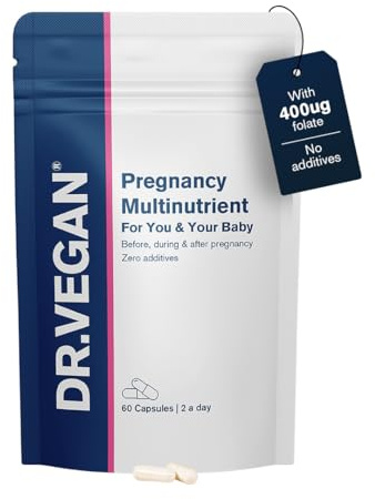 Pregnancy Multinutrient Supplement | 27 Active Ingredients | 60 Capsules | Folate, B Vitamins, Zinc & Iron | For Mother, Baby, Breastfeeding, Pre- & Post-Birth | 1 Month Supply, DRV+ formerly DR.VEGAN