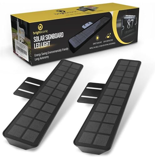 Brighticonics 2pck Solar Address Sign Light – IP65 Waterproof LED Lighted House Numbers – Easy Install, Auto Dusk-Dawn ON/Off, Outdoor Solar Address Signs for Yard, Homes, Business - Cold White 6000K