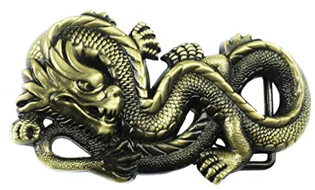 DT Unisex 3D kinesisk drake huvud bältesspänne, mytiskt tema autentisk drake, födelsedag, juldag, fars dag presenter, 4