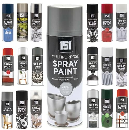 Multi-Purpose Metallic Silver Spray Paint 400ml, Professional Quality Aerosol cans for All-Purpose, Interior Exterior & Household for Metal, Wood, Ceramics, Plastic, Walls with Perfect Finish