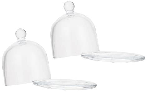 Cabilock 2pcs Glass Cake Cover Food Storage Covers Kitchen Cake for Dessert Bread Display Dust Protection for Home Party