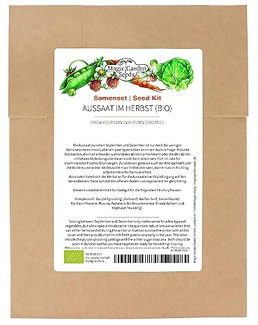 Semina autunnale (biologica) - set di semi con 7 varietà di ortaggi che possono essere seminati tra settembre e dicembre.