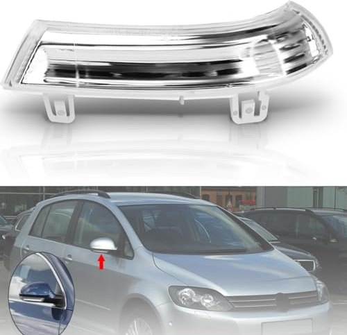 WISGOL Blinker für Volkswagen VW GTI, Golf 5/6 Wagon/Plus, Sharan, Eos,JT III, Passat; SEAT Alhambra; SKODA Superb mit E-Markierung, Spiegel Blinker Seitenblinker Blinkleuchte (Klar Rechte)