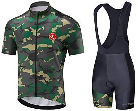 UGLY FROG Radtrikot Herren Kurzarm Set,Atmungsakti Rennrad Trikot Radfahren Bequeme Shorts FüR MäNner Mit 20D Gel Gepolstert XL