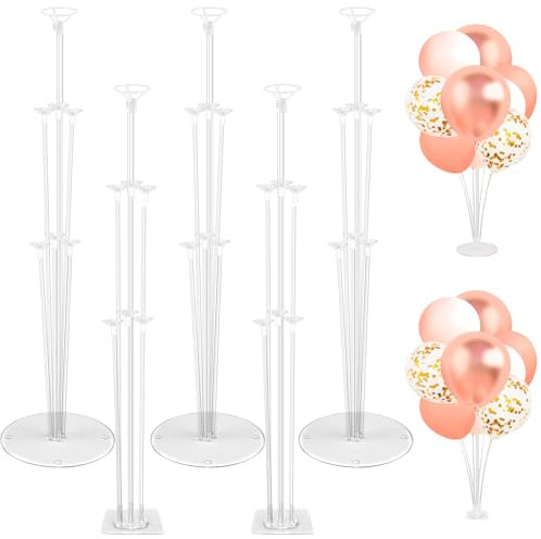 Nadisean 5 Sets Balloon Stand Kits, 71CM Balloon Stands for Table With 2 Types Of Bases, Plastic balloon Sticks and Holders Reusable For Wedding Birthday Party Decorations