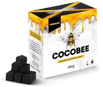 COCOBEE 1KG Carbón De Coco Natural para Shisha Y Barbacoa 26mm Alta Combustión Encendido Rápido con Calor Uniforme Baja Ceniza para Cachimba Hookah BBQ Carbón Premium DISPAU