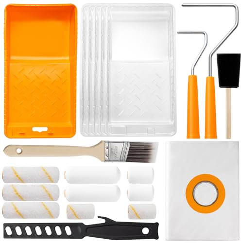 Mister Rui Paint Roller Set, Paint Roller 11 cm, 22 Packs, Paint Roller, Paint Roller, Small Set for Varnishes