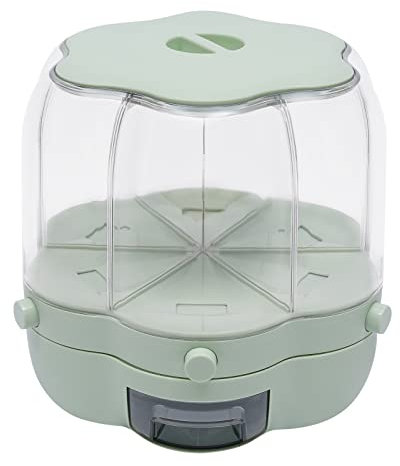 LOIRIIC Dispensador de cereales, 6 compartimentos, 8 kg, dispensador de cereales, giratorio 360°, dispensador de alimentos con tapa, para cereales, cubo de viaje, comida seca, caja de frutas de 25 x