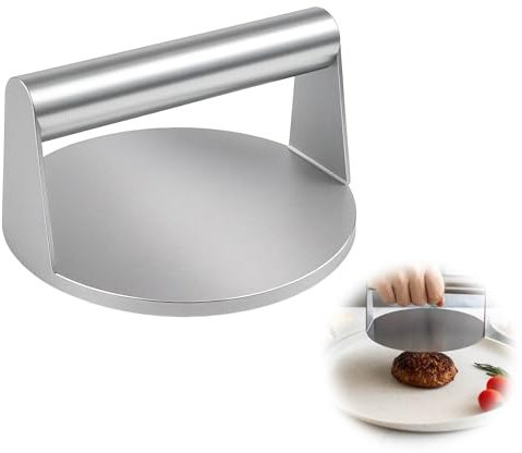 wilcractk Pressa per Hamburger in Acciaio Inox - Smash Burger Press - Compatibile con Padella, Barbecue e Piano Cottura - Antiaderente e Facile da Pulire (10 cm) Gratis