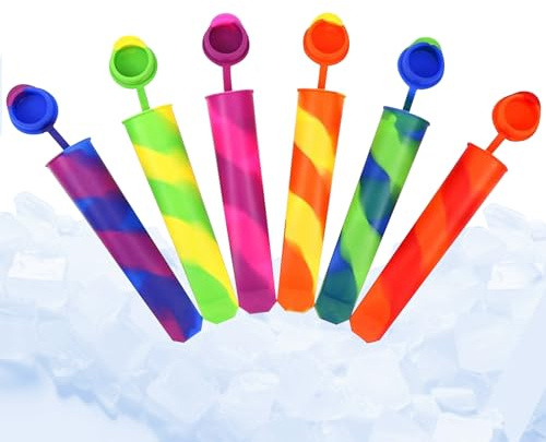 Stampi per Ghiaccioli in Silicone, Gghiaccioli Stampo Senza BPA, Stampi per Gelato, Formine Ghiaccioli Riutilizzabili, Popsicle Molds Pacchetto da 6