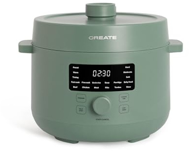 CREATE/PRESSURE COOKER STUDIO/Pentola a pressione elettrica multifunzione programmabile 4L verde salvia / 15 funzioni, timer 24h, rivestimento ceramico antiaderente, valvola di sicurezza, 1200W