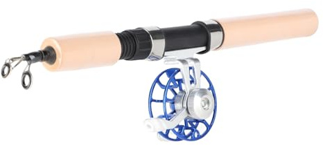 Canna da pesca telescopica da 26 pollici con set di mulinelli, attrezzatura da pesca sul ghiaccio portatile, canna da pesca con manico in fibra di carbonio EVA, design leggero e (Blu)