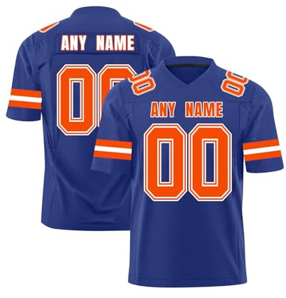 Magliette Personalizzate Maglie Football Americano, Stampate con Nomi e Numeri, Adatte a Bambini, Adulti, Uomini e Donne Blu