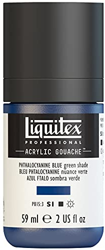 Liquitex 2059316 Professional Acryl Gouache - Phthaloblau (Grünton) , 59ml Flasche, matt - Acrylfarbe mit Gouache Eigenschaften, Hochdeckend, Wasserfest & Lichtecht
