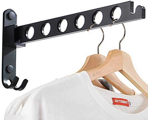 JOOM Retractable Folding Wall Folding Clothes Hanger Rack Hanging Shelves Drying Racks Clothes Storage Organizer Laundry Dryer Rack （one Pack）