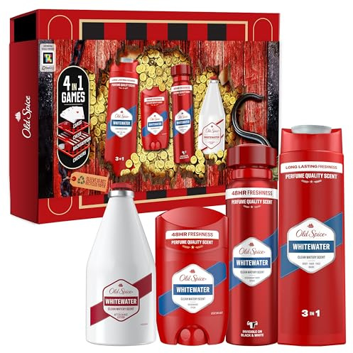 Old Spice Whitewater Set De Regalo Con Desodorante En Spray, En Barra, Gel De Ducha Y Loción Aftershave