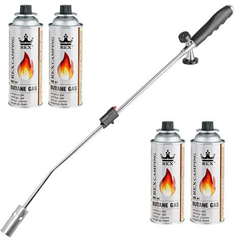 Mianova Unkrautbrenner Gasbrenner Unkrautvernichter Brenner Abflammgerät Lötbrenner Gasanzünder 4 Gasflaschen