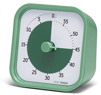 TIME TIMER Home MOD – 60-Minuten-Visual Timer für Kinder – Homeschool Supplies Study Tool, für Kinderschreibtisch, Bürotisch und Meetings mit geräuschlosem Betrieb (Ferngrün), 8.8 x 8.8 x 5.2 cm
