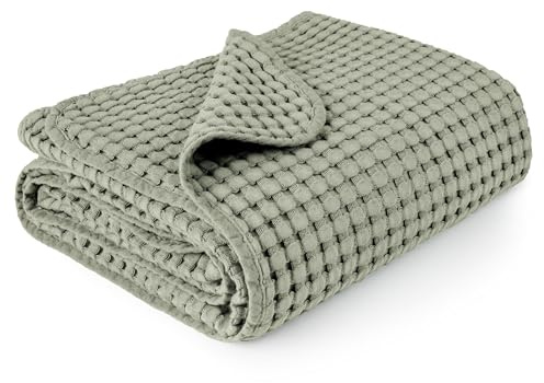 Konssy Waffle Baby Blanket - Soft & Cozy Nursery Swaddle Blanket, Lightweight Toddler Throw for Boys & Girls, Ideal for Wrapping(Amy Green)