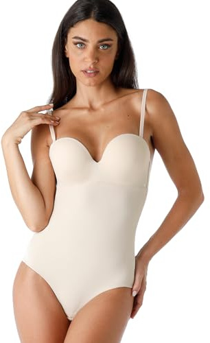 Lovable Body Balconcino in Microfibra | Coppe Imbottite | Controllo Leggero Modellante Strapless con Spalline Multifunzione | Invisible Secret Donna, Skin, 34 / 3D