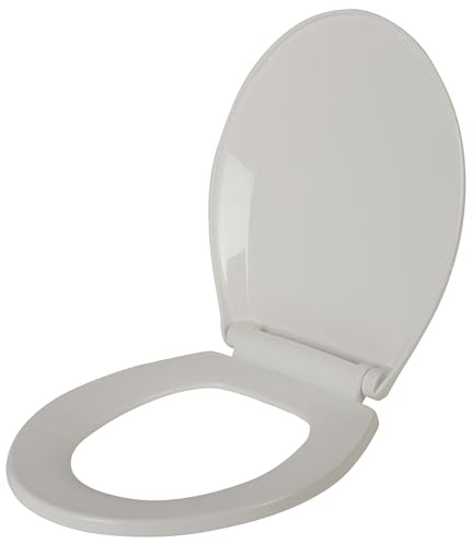 Bath Bliss Deluxe Plastic Beveled Round Toilet Seat in White