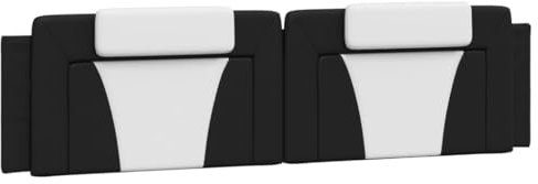 vidaXL Kopfteil Kissen, Kopfteilkissen mit Reißverschluss, Rückenkissen mit Rückenunterstützung, Kopfkissen Lesekissen, Schwarz Weiß 200cm Kunstleder