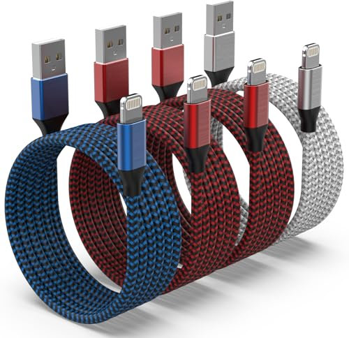SANYEYE iPhone Charger Cable, 4Pack 10FT/3M Lightning Cable [MFi Certified] Nylon Braided iPhone Charger Fast Charge Lightning to USB Cable for iPhone 14 13 12 11 Pro Max XS XR X 8 7 6 Plus 5 5s SE