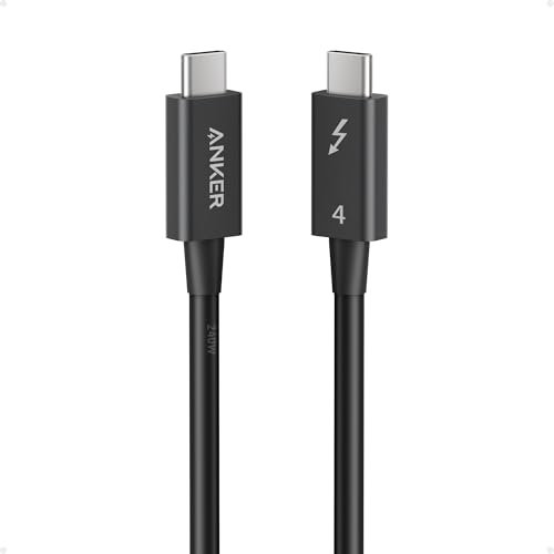 Anker Thunderbolt 4 Kabel, 8K/4K Display, 40 Gbit/s Datentransfer, 240W USB-C Ladekabel, kompatibel mit iPhone 17/16/15, USB-C MacBooks, iPad Pro, Hubs, Docks, Thunderbolt 4-zertifiziert