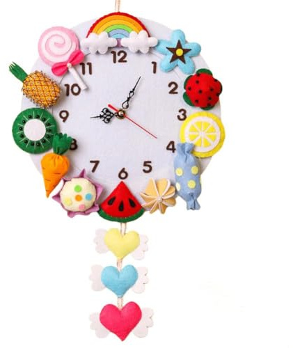 Zilimontt Reloj de pared hecho a mano con dibujos animados creativos, material no tejido, para sala de juegos infantil (B)