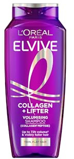 L’Oréal Paris Elvive Collagen Lifter Volumising Shampoo, 700ml bottle | Volume Injection That Lasts Up to 72h, for Flat or Thin Hair or All Hair Types. Visibly fuller hair