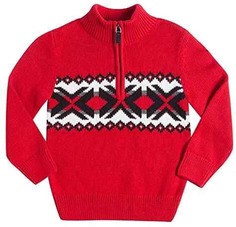 Chaps Toddler & Boys1/4 Zip Pullover Sweater (5, Chaps Red)