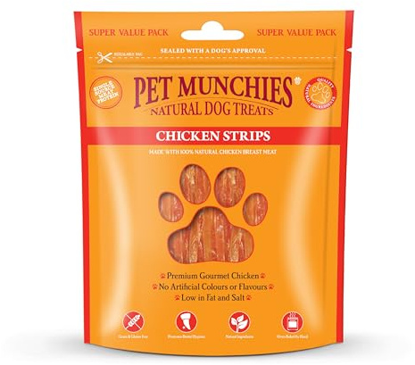 Pet Munchies Chicken Strips Dog Treats, Value Pack Dog Chews with Natural Real Meat, Low in Fat and High in Protein 320 g (Pack of 1), Clear