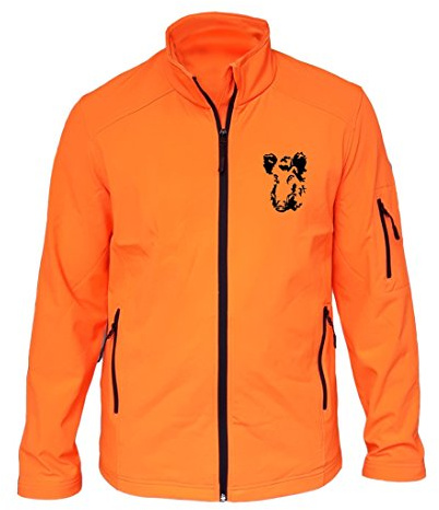 AtooDog Veste de Chasse en Softshell, Tête de Sanglier (184, Orange, M, AV Manches)
