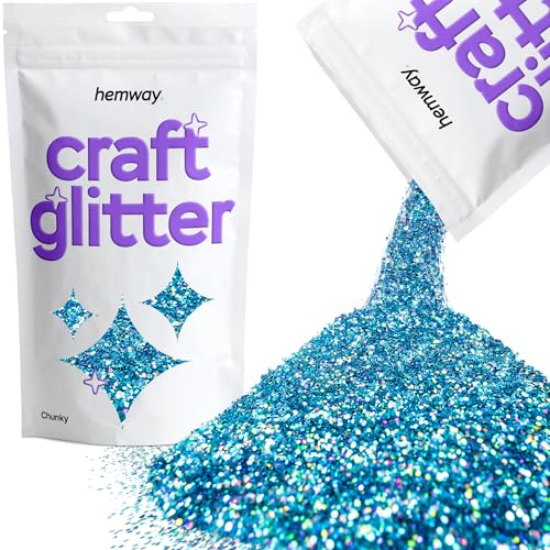 Hemway Craft Glitter Ocean Blue Holographic 100g Chunky Glitter | for Crafts, Resin, Cosmetic, Nail, Face, Body, Festival, Tumblers, Art, Candle, Crafting