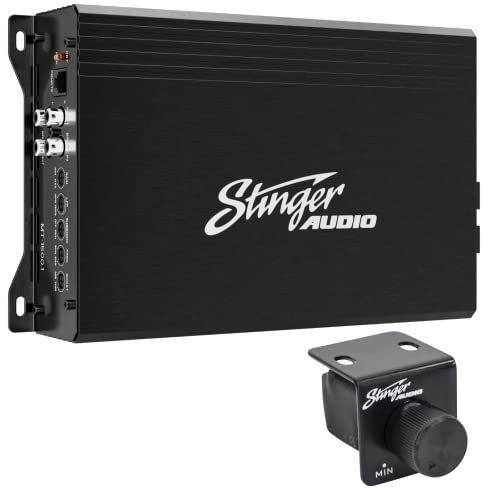 STINGER Audio Monoblock Car Audio Amplifer with Bass Remote, Bridgeable, Class D 1-Channel Car Amplifier, Mosfet Power Supply, High/Low-Level Input, Competition Grade Amplifier (Black - 1500W)