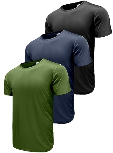 Boyzn T-shirtar för män, fukttransporterande, ”dry-fit”, fitness/sporttröjor, atletisk, löpning, gymträning, kortärmad t-shirt för män, 1-pack eller 3-pack, M