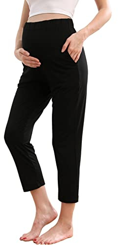 ZUMIY Pantalons de Maternité, Pantalon de Grossesse pour Femme, Maternité Basique Pantalon Décontracté Abdominal Panel sur Le Ventre avec Poches, Super Élastique et Confortable