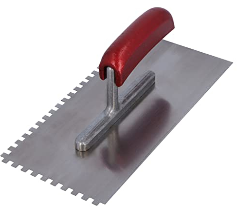 HELPMATE - Truelle dentée 6 x 6 mm - Spatule dentée professionnelle fabriquée en Allemagne en acier inoxydable - Truelle dentée de 230 x 130 mm pour l'application de mastic et de colle à carrelage