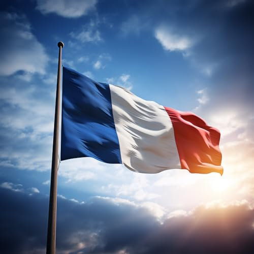 Grand drapeau France pour extérieur 225 x 150 cm Drapeau France balcon renforcé avec 2 œillets métalliques (France)