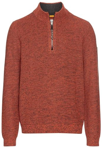 camel active Men's Cotton Blend Knitted Troyer, red-Orange, L