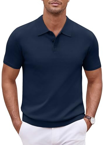 COOFANDY Men's Polos Short Sleeve Knitted Polo Shirts Casual Summer Golf Poloshirts Solid Color