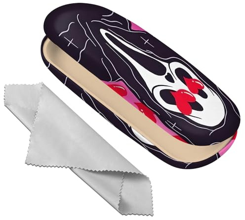 Deokke Glasses Case Hard Shell Eyeglass Protective Case Eyeglasses Holder Box with Cleaning Cloth for Women Men Cute, One Size (H9-Skull Skeleton)