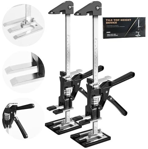 Guolich 2 Pièces Leve Plaque Placo, Système de Nivellement des Carreaux Outil, Réglable Deplace Meuble, Avec échelle Pour Les Sols, les Fenêtres et les Armoires-Capacité Jusqu'à 400kg/880lbs(39cm)