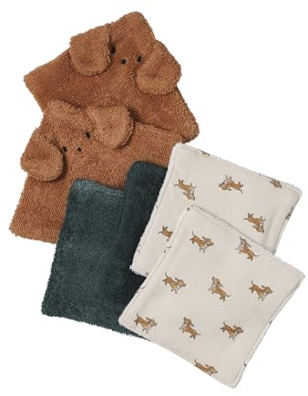 VERTBAUDET 6er-Pack wiederverwendbare Baby-Feuchttücher pack dunkelgrün/dackel